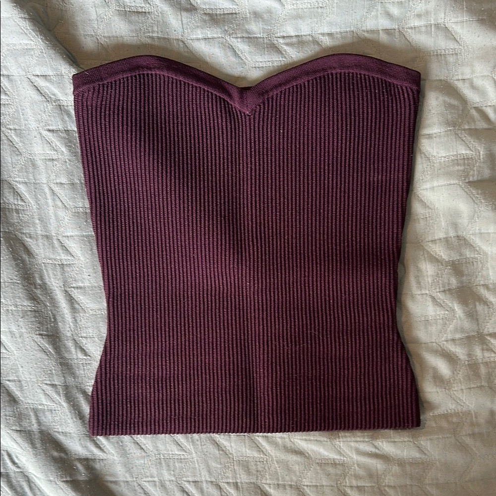 Babaton Plum Ribbed Tube Top